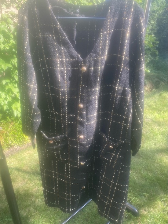 BloomChic Jackets & Blazers - BloomChic Black Windowpane Metallic Plaid Jacket with Gold Buttons